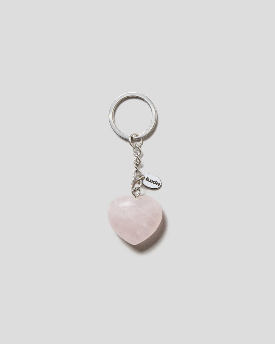 KEY HOLDER COEUR QUARTZ ROSE