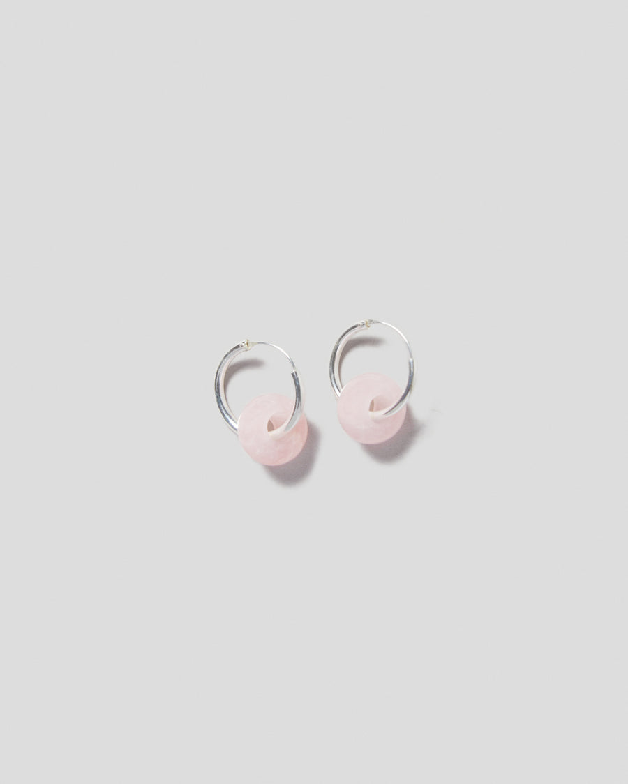 BOUCLES D’OREILLES DONUTS QUARTZ ROSE