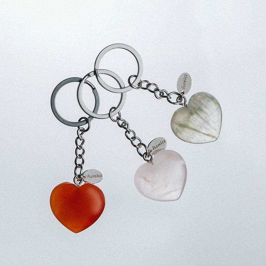 KEY HOLDER COEUR QUARTZ ROSE